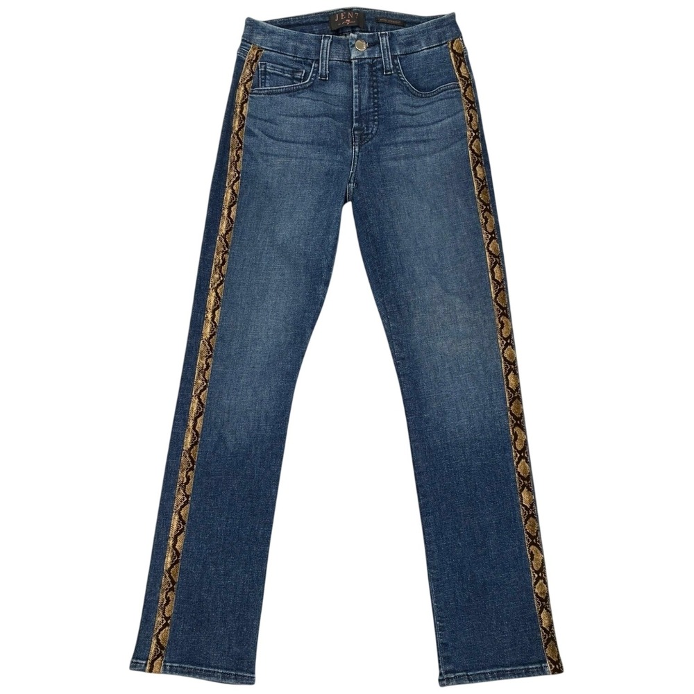 Jen7 by 7 For‎ All Mankind Snake Side Stripe Ankle Straight Jeans 0